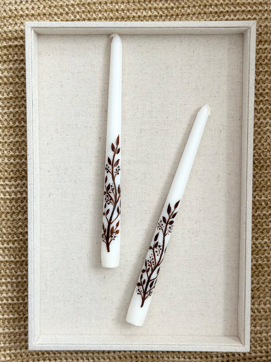 autumn print hand-painted candlesticks
