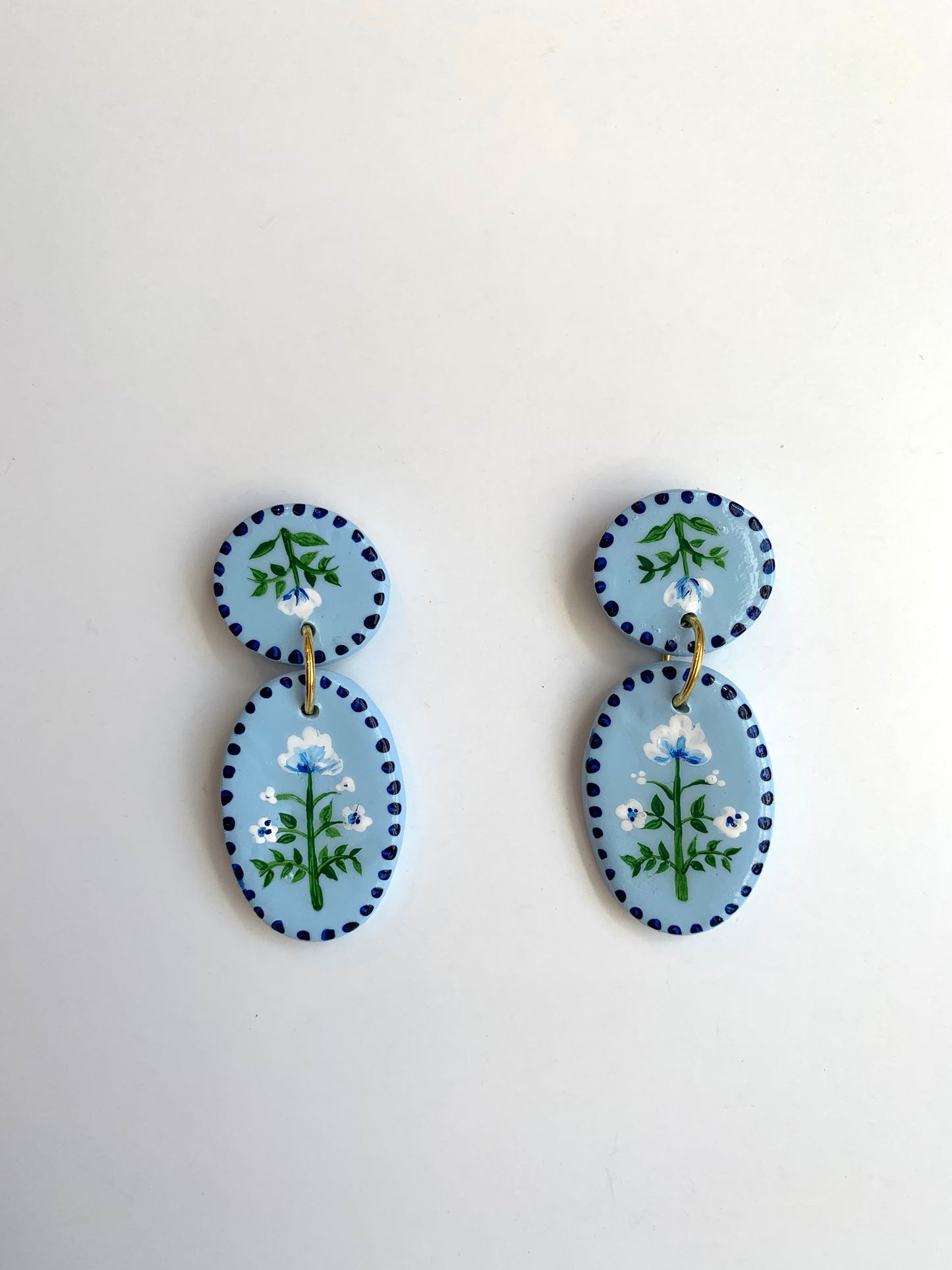 small block print drop earrings