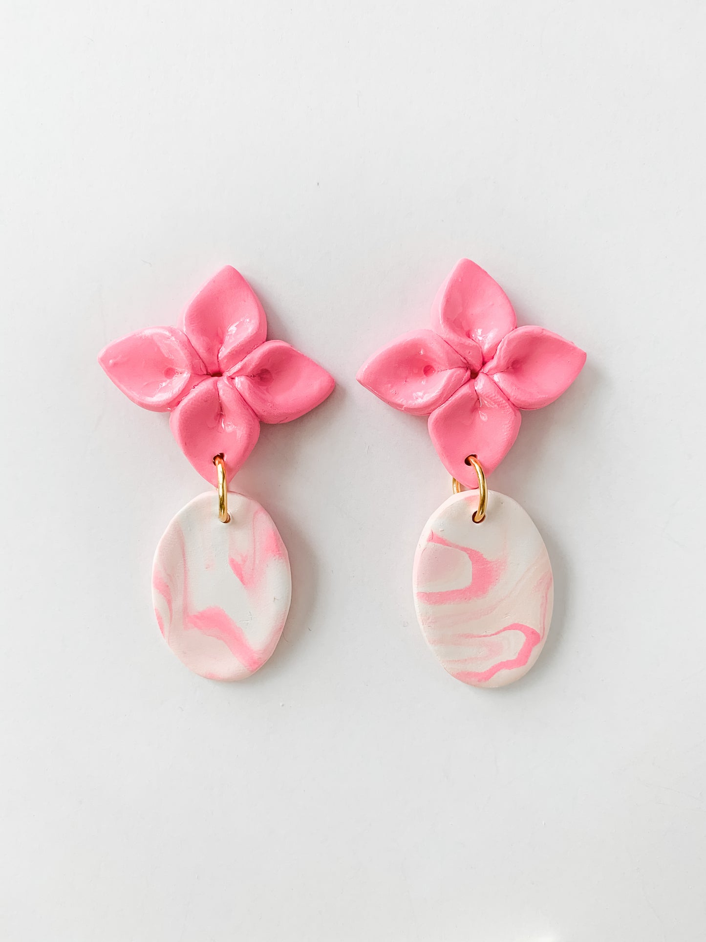 marble flower drop earrings