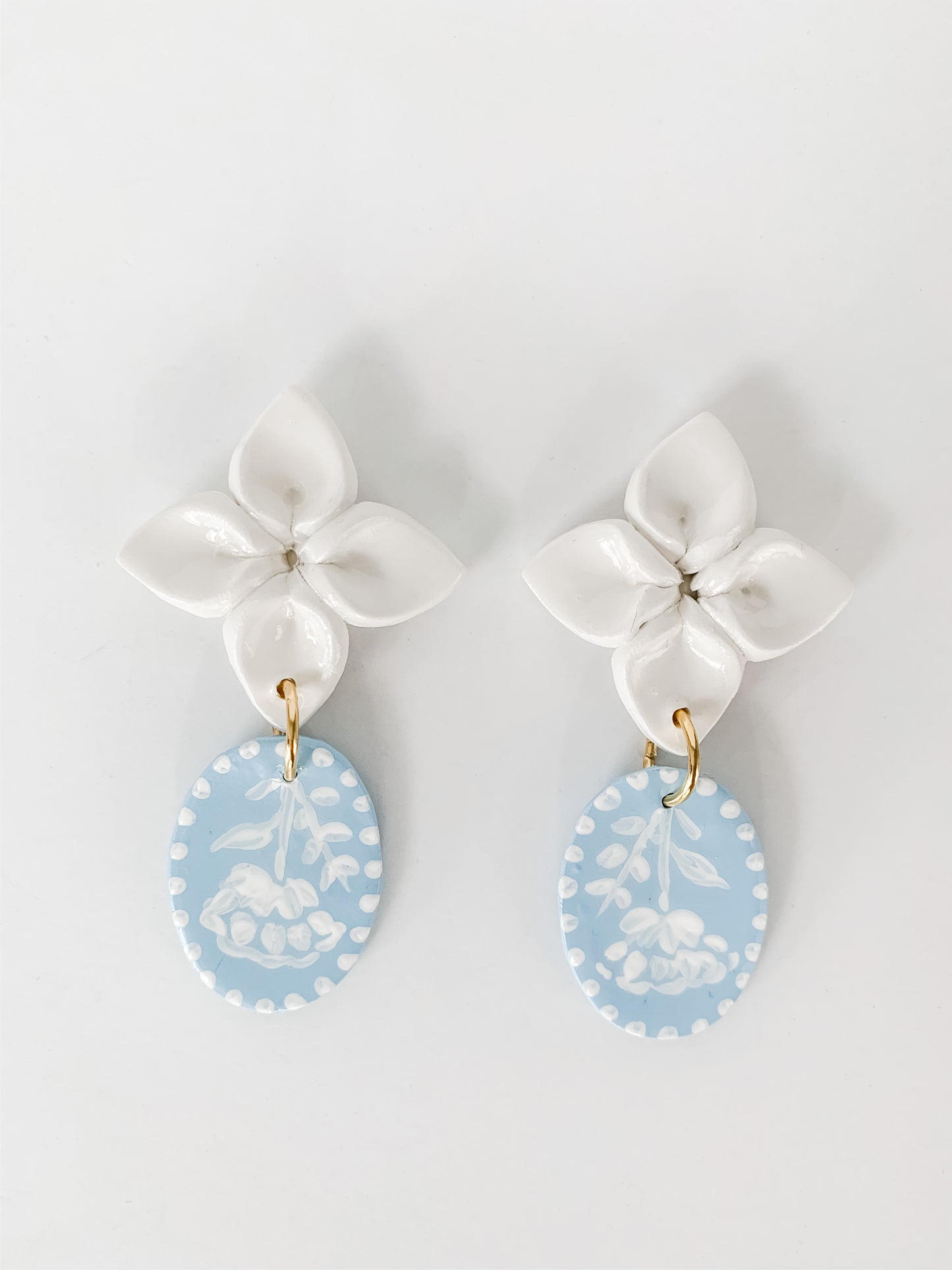 tile print flower drop earrings