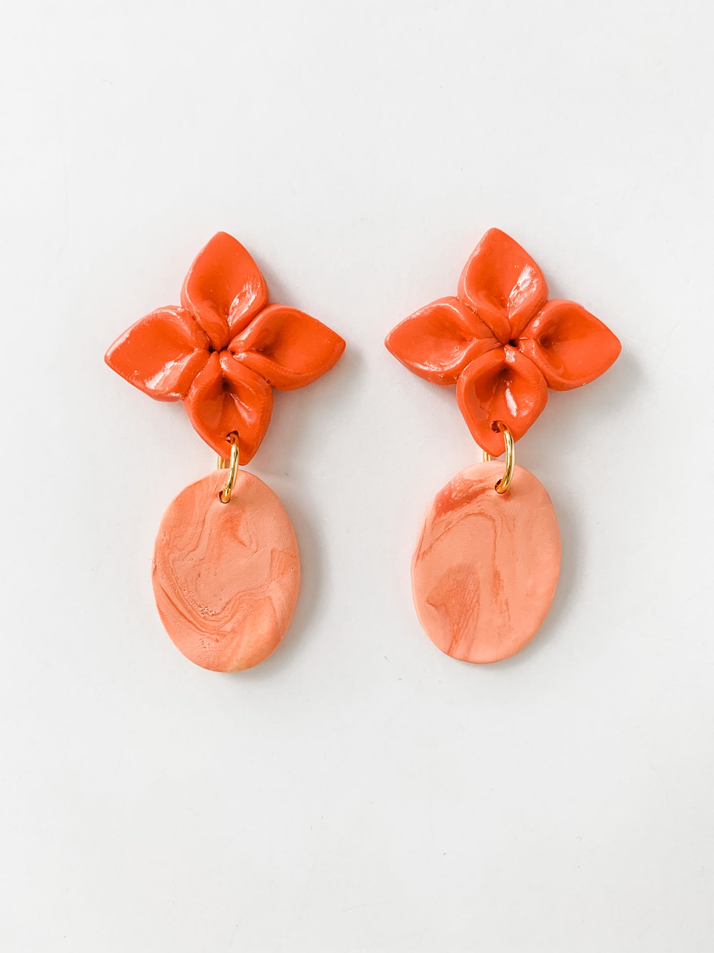 marble flower drop earrings